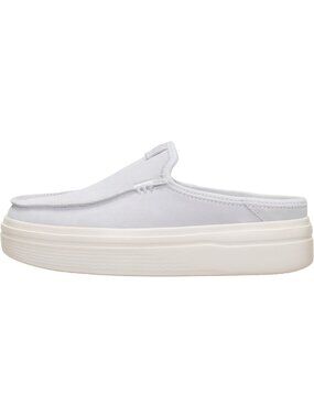 Women's Grey Leather Austin Lift Platform Mule Lightweight Casual Slip-On Shoes